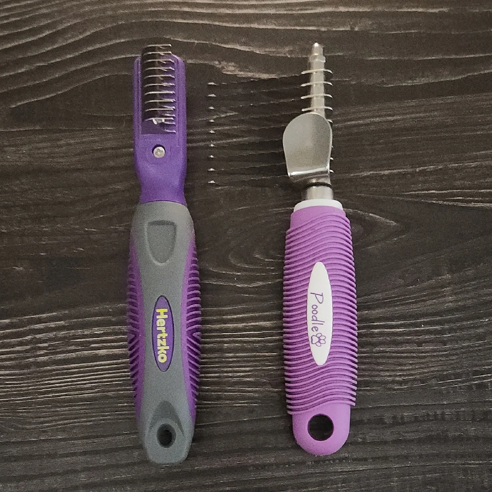 Poodle Pet Grooming Tools - Purple and Gray